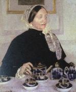 Mary Cassatt lady at the tea table painting